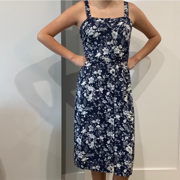 Navy Blue Floral Square Neck size Medium - Picture 8 of 16